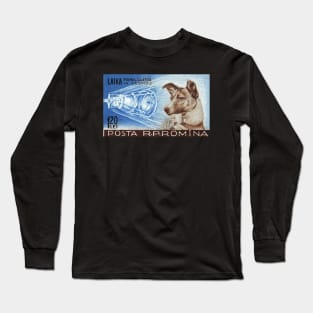 Laika Space Dog Soviet Russia USSR Vintage Long Sleeve T-Shirt